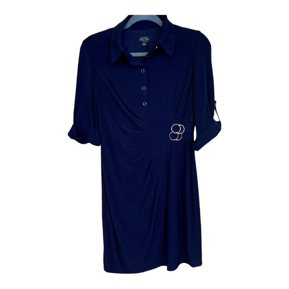 TAHARI Arthur Levine Navy Blue Shirt Dress Size 8 - Save $10 with my code - Picture 4 of 6